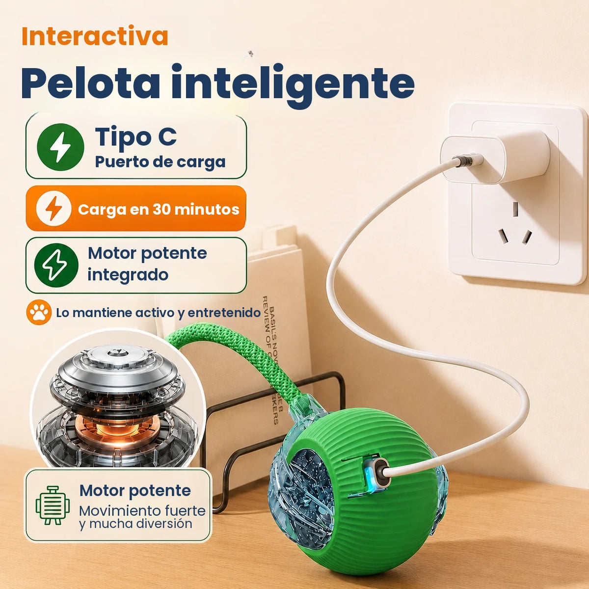 Pelota inteligente con carga tipo C en 30 minutos